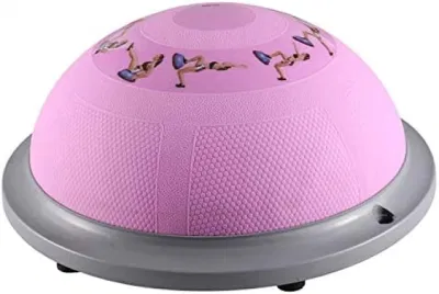 Pelota de entrenamiento de yoga, ejercicio físico con bandas de resistencia, asas de equilibrio para gimnasio, pelota Bosu de diseño morado